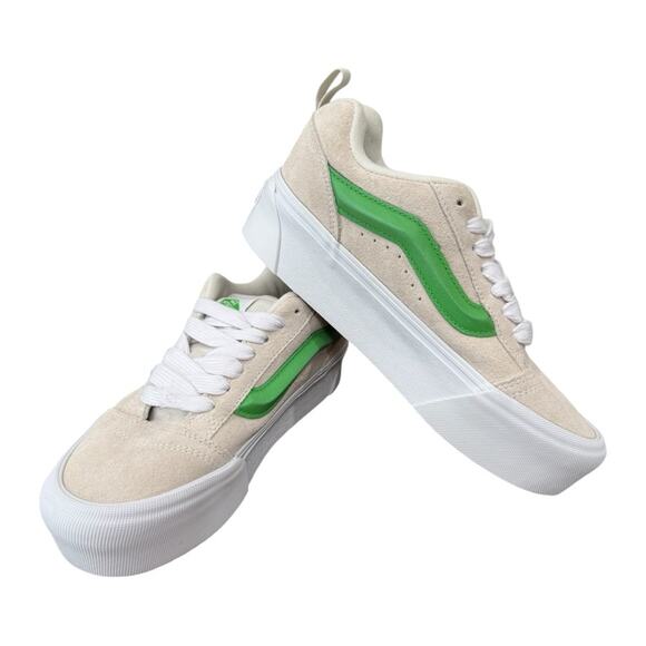 Vans Knu Stack Platform Sneakers Cream Suede Lime Stripe Women’s Size 7.5 - Picture 4 of 9